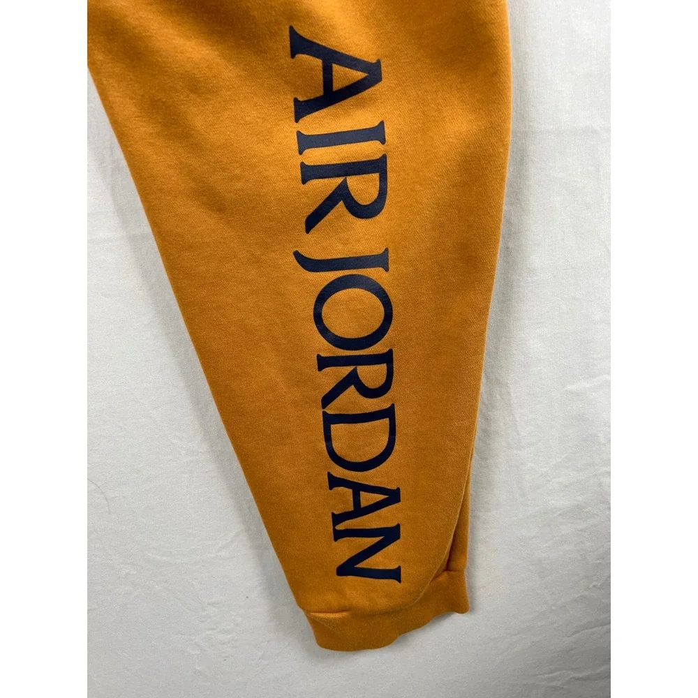Nike Jordan Sweatpants Mens Large Air Jumpman Logo Orange Fleece Joggers Pants